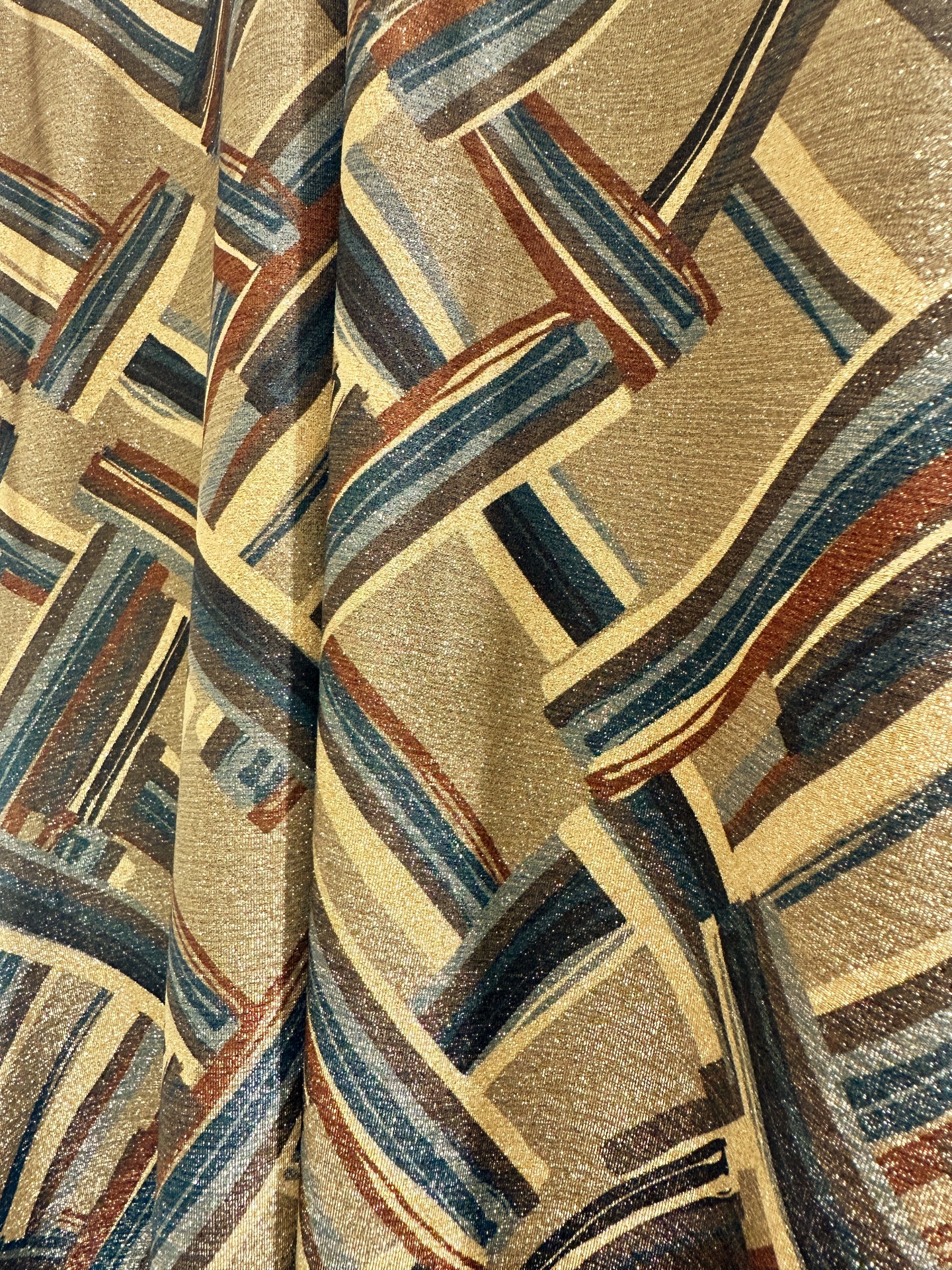 Printed jacquard this close looks like a botanical drawing, a city blueprint, an