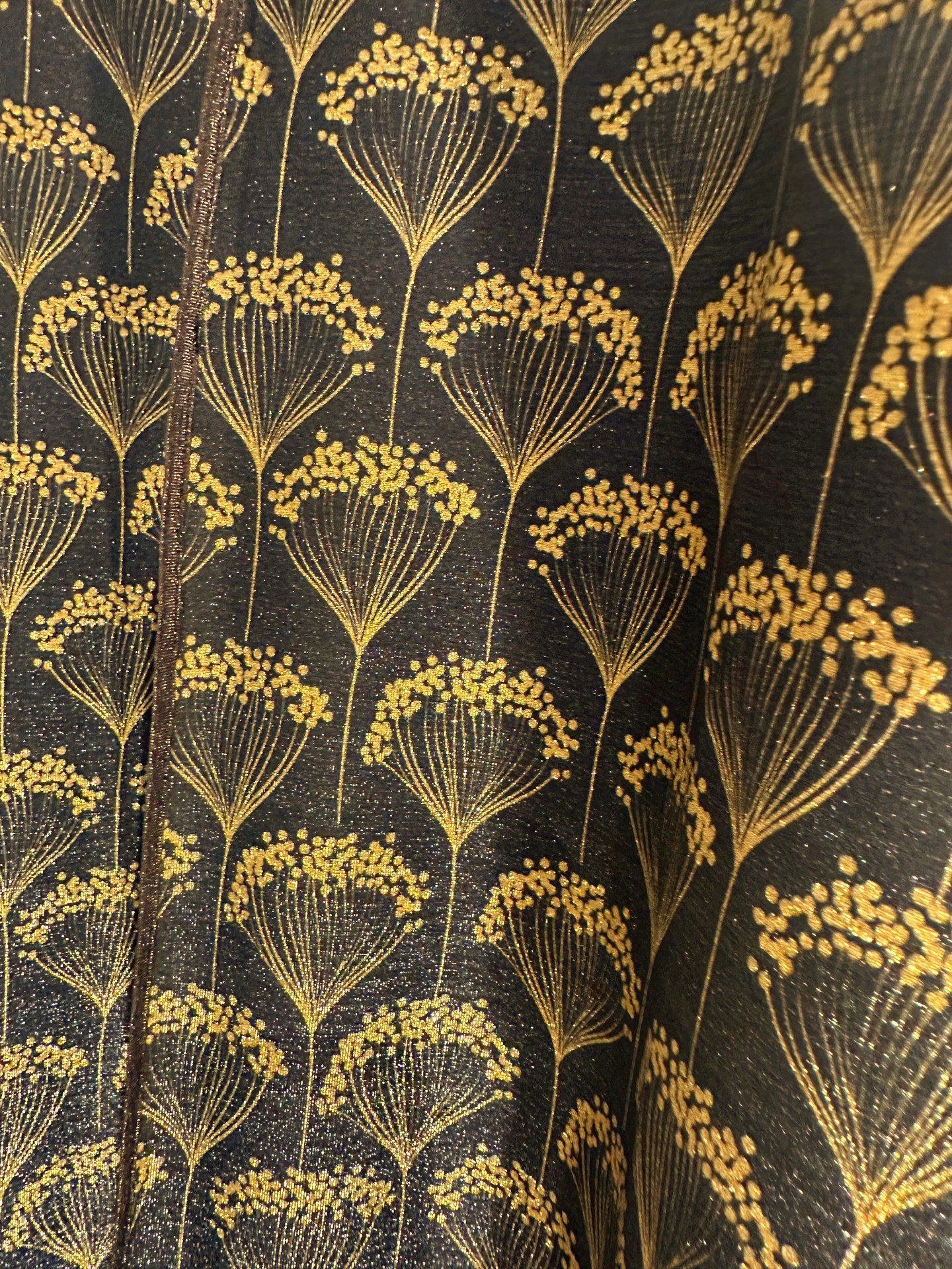 Printed jacquard this close looks like a botanical drawing, a city blueprint, an